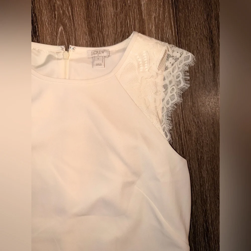 J. Crew White Lace-Trim Mini Dress